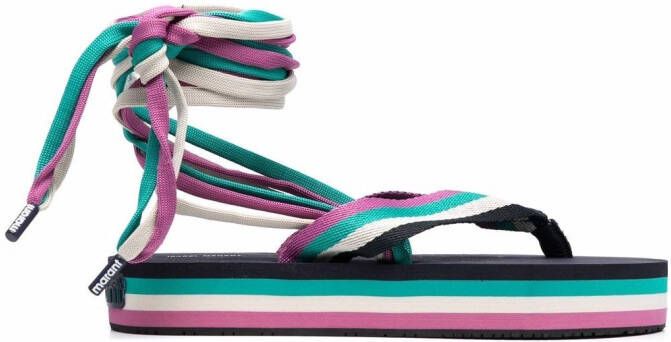ISABEL MARANT multi-drawstring strap sandals Green