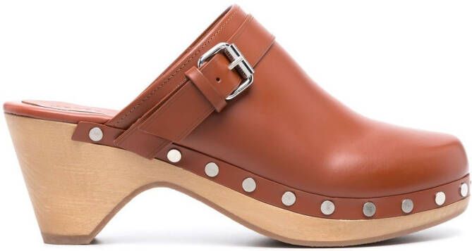 ISABEL MARANT Titya leather clogs Brown