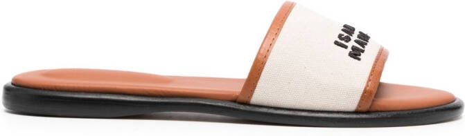 ISABEL MARANT Vikee logo cotton slides Neutrals
