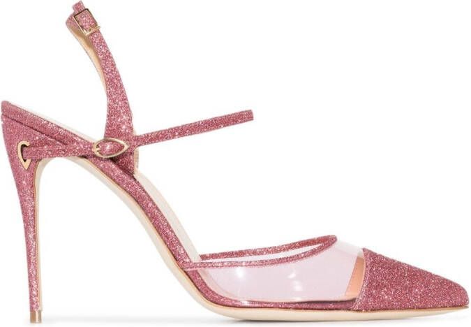 Jennifer Chamandi Vittorio 105mm glitter-embellished pumps Pink