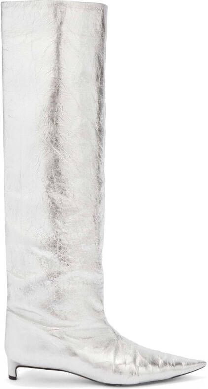 Jil Sander 30mm metallic knee boots Grey