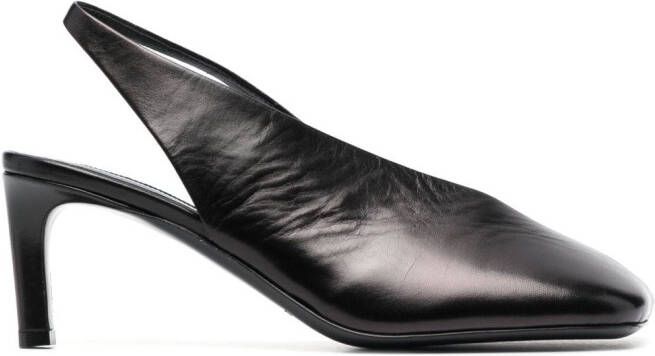 Jil Sander 75mm square-toe leather pumps Black