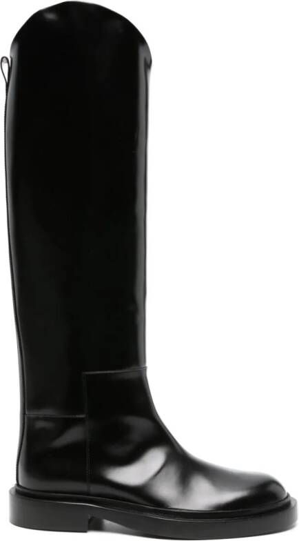 Jil Sander asymmetric leather boots Black