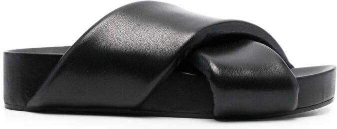 Jil Sander cross-over leather sandals Black
