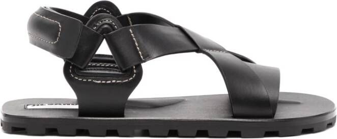 Jil Sander crossover-strap flat leather sandals Black