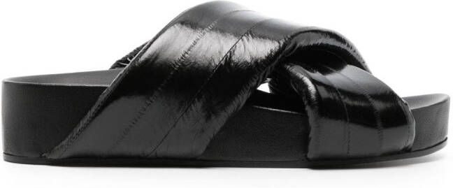 Jil Sander crossover-strap leather sandals Black