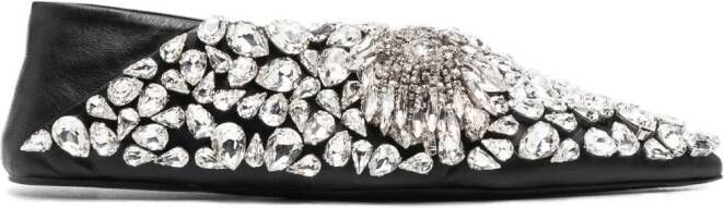 Jil Sander crystal-embellished ballerina shoes Black