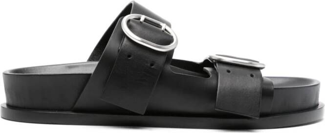 Jil Sander double-buckle leather sandals Black