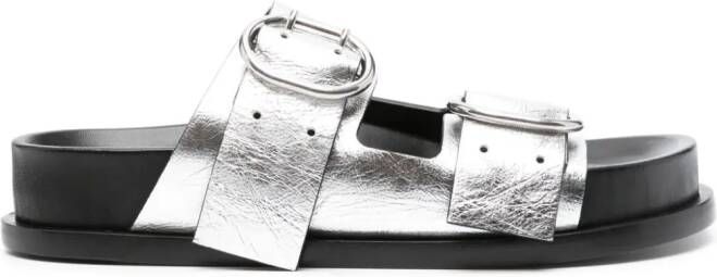 Jil Sander double-buckle leather sandals Silver