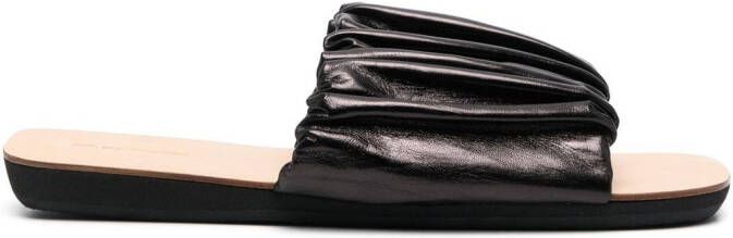 Jil Sander leather gathered-detail slides Black