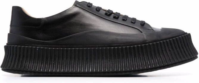 Jil Sander leather platform sneakers Black