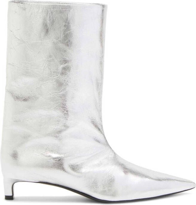 Jil Sander metallic leather ankle boots Grey