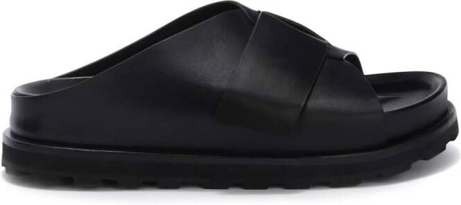 Jil Sander platform leather slides Black