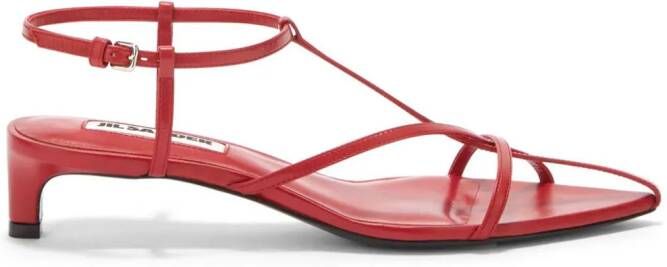 Jil Sander pointed open-toe leather sandals Red