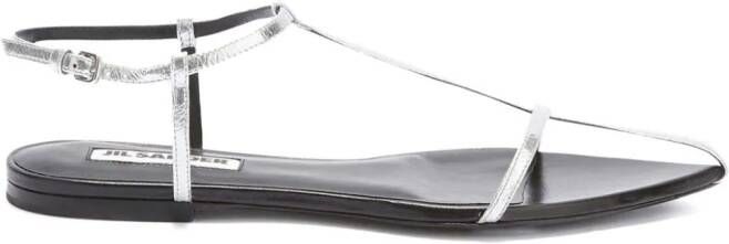 Jil Sander pointed open-toe leather sandals Grey