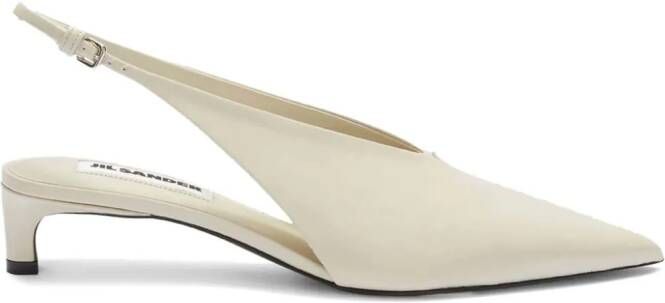Jil Sander pointed-toe leather slingback pumps Neutrals