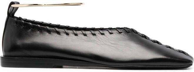 Jil Sander ring-detail ballerina shoes Black