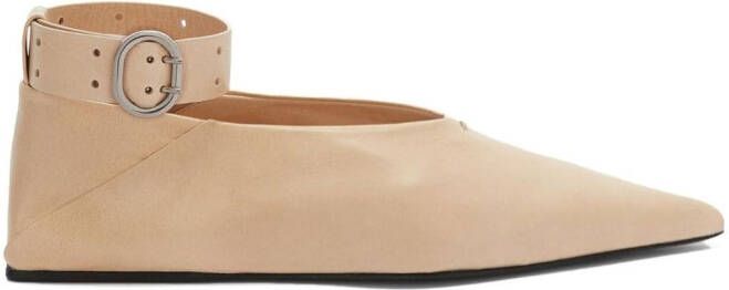 Jil Sander Scarpa leather ballerina shoes Neutrals