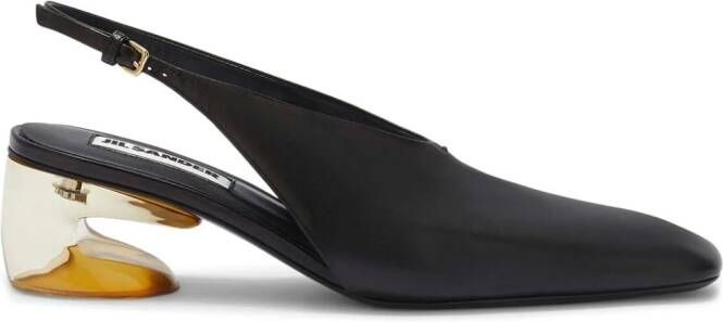 Jil Sander slingback leather pumps Black