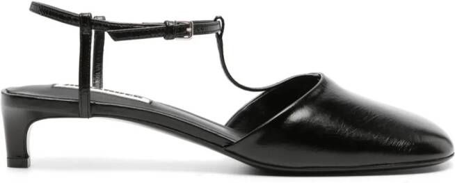 Jil Sander T-bar leather pumps Black