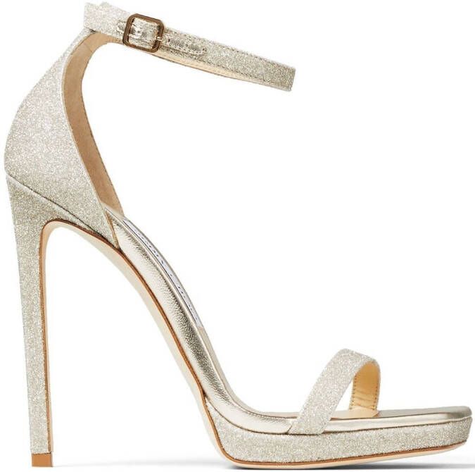 Jimmy Choo 120mm Alva glitter sandals Gold