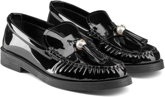 Jimmy Choo Addie pearl-embellished leather loafers Black