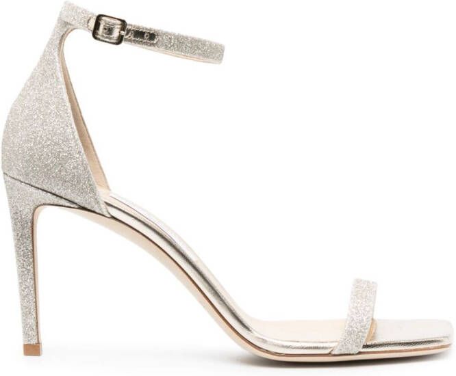 Jimmy Choo Alva 85mm glitter leather sandals Silver
