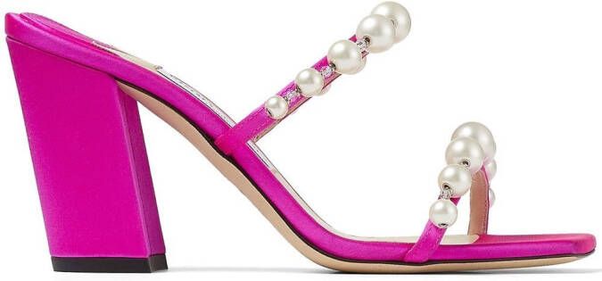 Jimmy Choo Amara satin 85mm sandals Pink