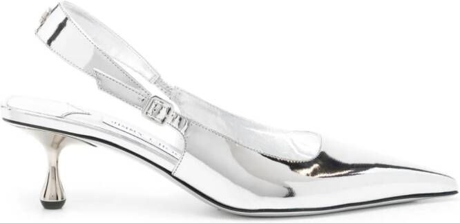 Jimmy Choo Amel 50mm metallic-leather pumps Silver