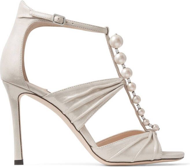 Jimmy Choo Aura 95mm stiletto sandals Neutrals