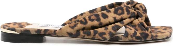 Jimmy Choo Avenue leopard-print sandals Brown