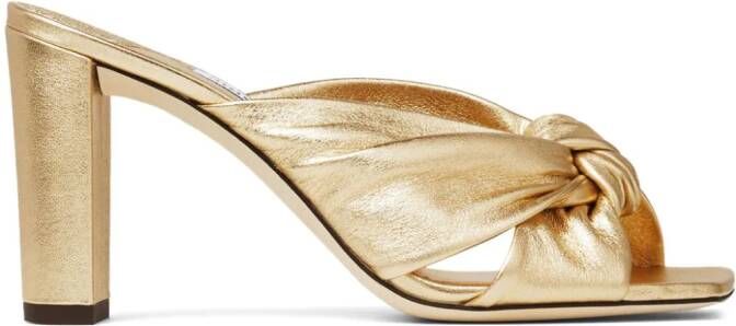 Jimmy Choo Avenue metallic-finish leather mules Gold