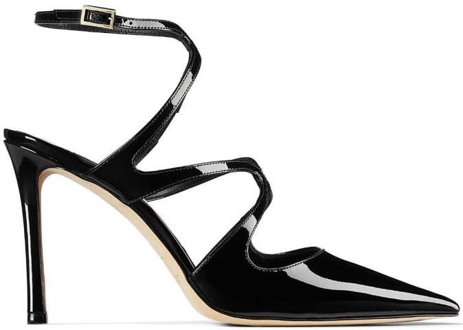 Jimmy Choo Azia 95mm patent-finish leather pumps Black