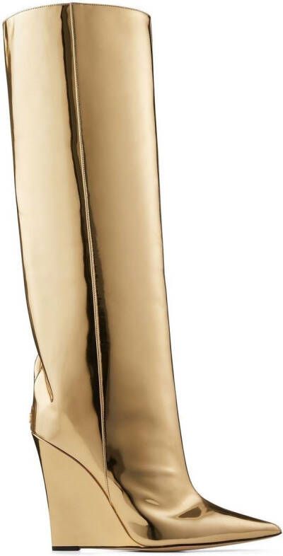 Jimmy Choo Blake metallic 110mm wedge boots Gold - Picture 4