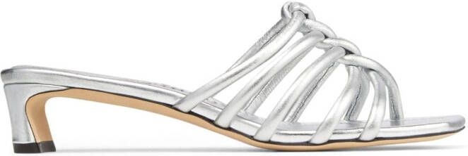 Jimmy Choo 35mm Carmel metallic leather sandals Silver