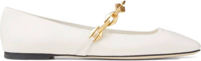 Jimmy Choo Diamond Tilda leather ballerina shoes White