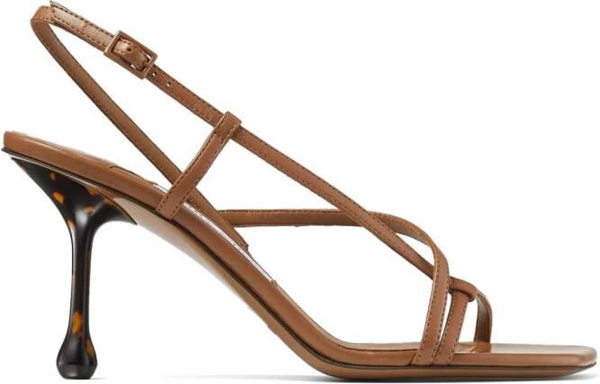 Jimmy Choo 80mm Etana leather sandals Brown