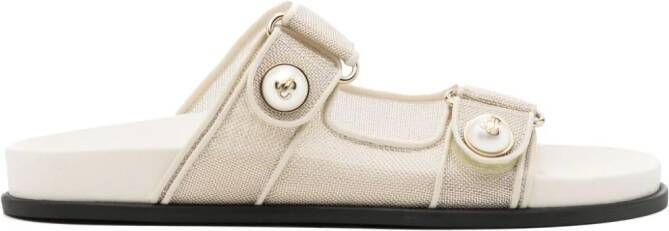 Jimmy Choo Fayence metallic mesh slides Neutrals