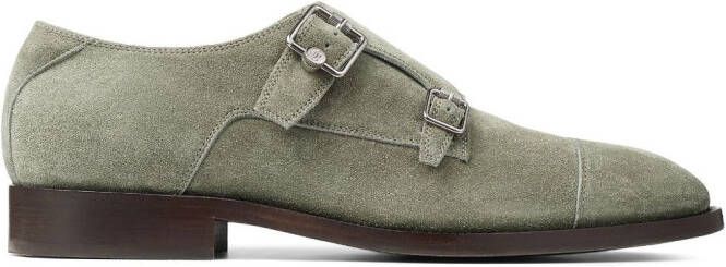 Jimmy Choo Finnion suede monk shoes Green