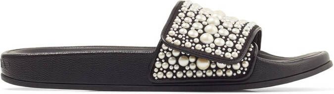 Jimmy Choo Fitz embellished slides Black