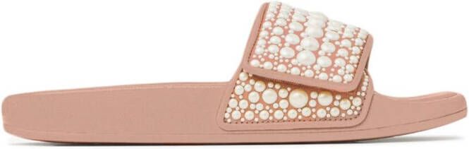 Jimmy Choo Fitz pearl-embellished slides Pink