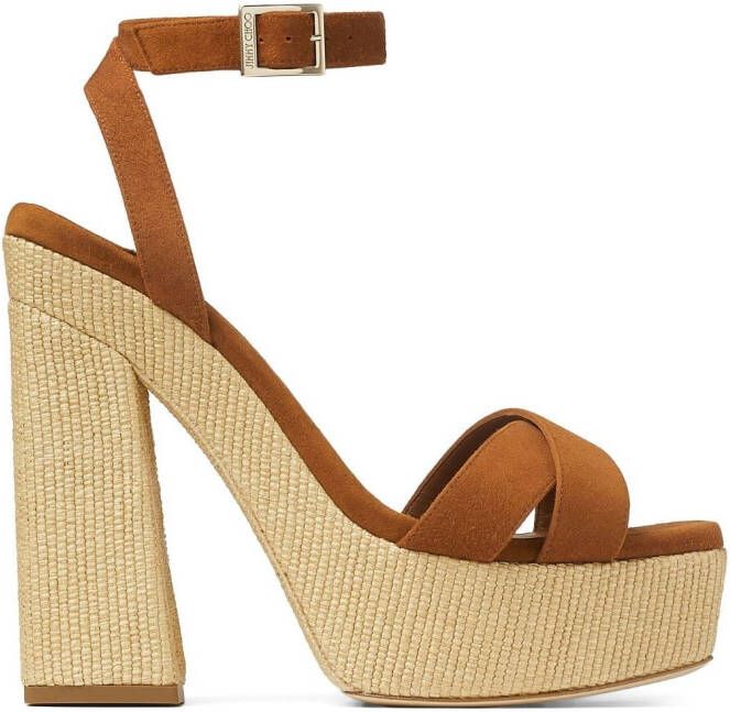 Jimmy Choo 140mm Gaia platform sandals Brown