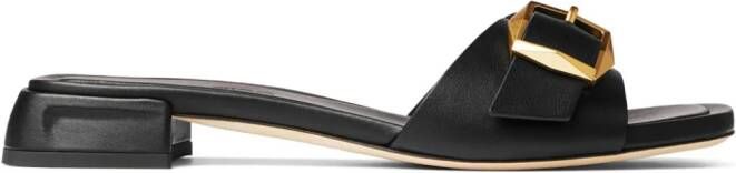 Jimmy Choo Hawke buckled leather slides Black