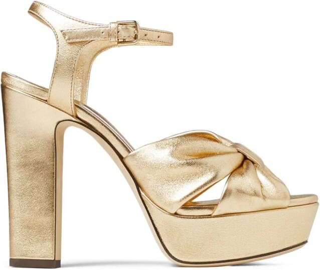 Jimmy Choo Heloise 120mm metallic-finish sandals Gold