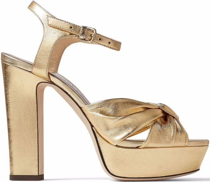 Jimmy Choo Heloise metallic-effect 120mm sandals Gold
