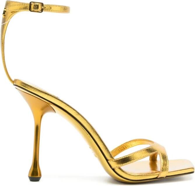 Jimmy Choo 95mm Ixia metallic leather sandals Gold