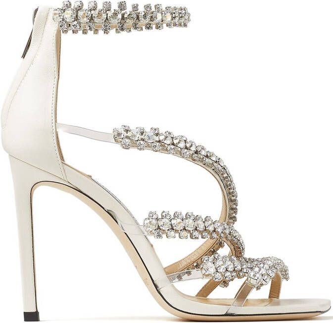 Jimmy Choo Josefine 100mm crystal-embellished sandals White