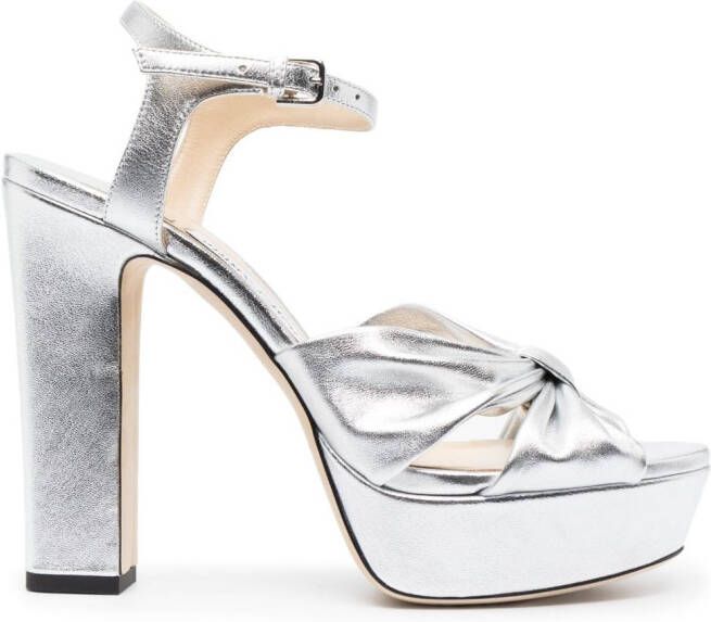 Jimmy Choo 120mm Heloise leather sandals Silver