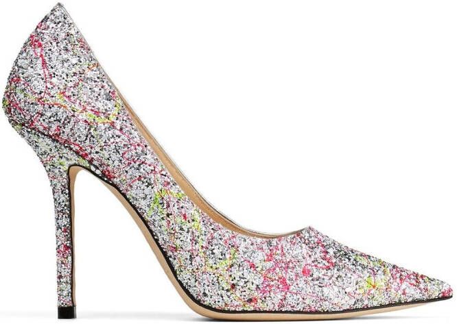 Jimmy Choo Love 100mm glitter pumps Silver - Picture 2