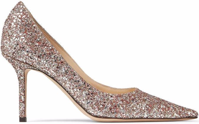 Jimmy Choo Love 85mm glitter-detail pumps Pink